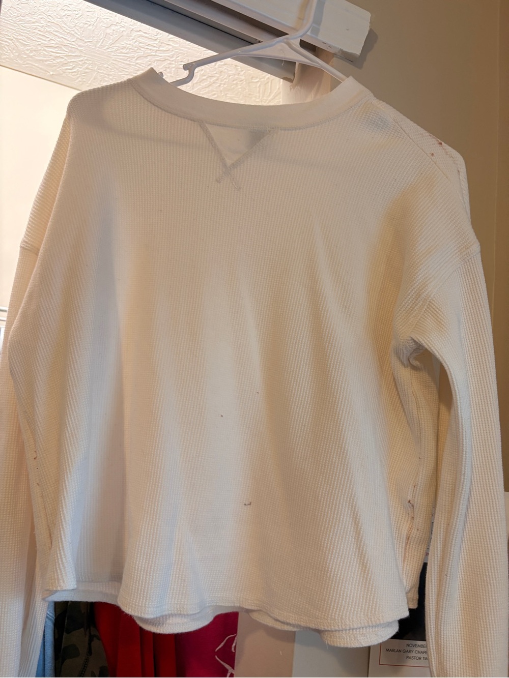 Old Navy Cream Waffle-Knit Long Sleeve Top